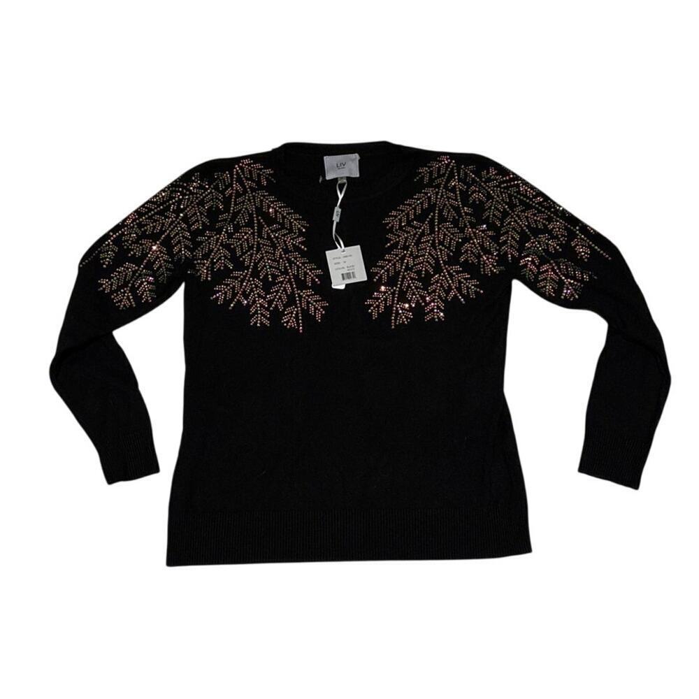 Liv Milano Soft Compression Rhinestone Top NWT Medium